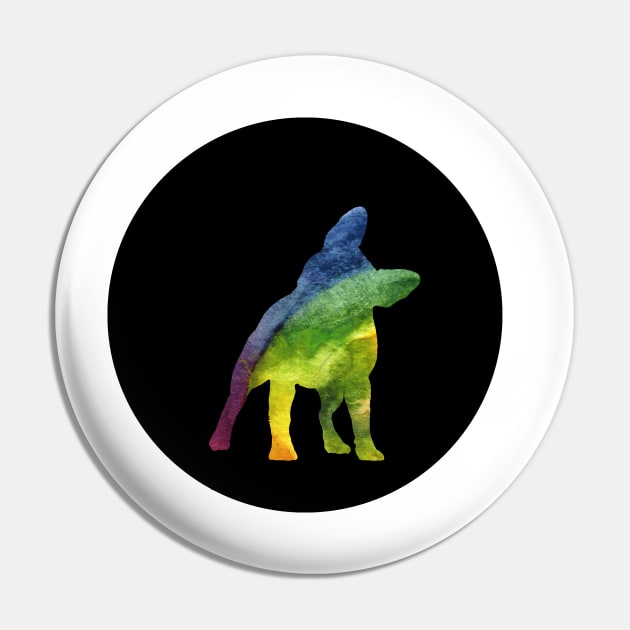 French Bulldog - Cool Rainbow Silhouette Pin by SophieStockArt