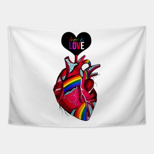 Love Is Love Pride Heart Tapestry