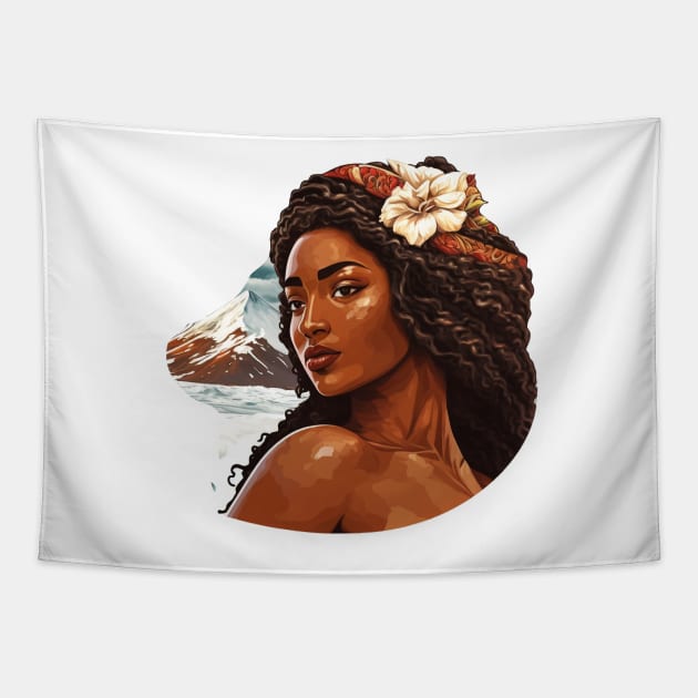 Poli'ahu Hawaiian Goddess of Snow Mauna Kea Illustration Mythology Tapestry by peachycrossing