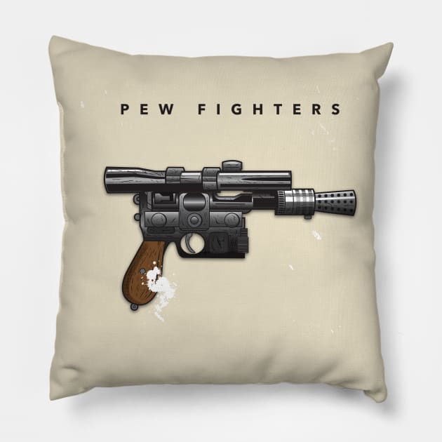 Pew Fighters Pillow by GoodIdeaRyan