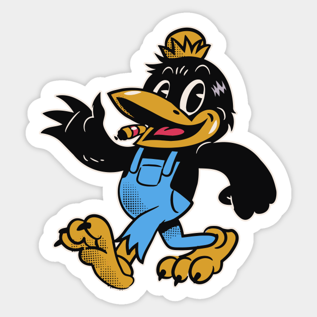 Retro Smoking Crow in Overalls - Retro Cartoon Character - Sticker | TeePublic Retro Smoking Crow in Overalls - Retro Cartoon Character - Sticker | TeePublic