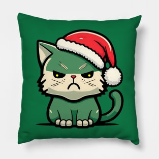 Unamused Christmas Cat Pillow