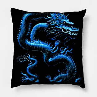 The Dragon Blue Pillow