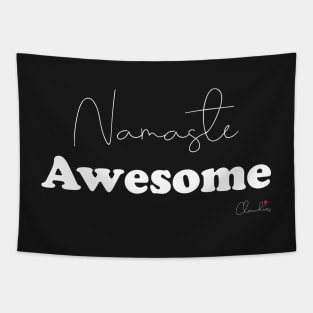 Namaste AWESOME Black n White Design Print Tapestry