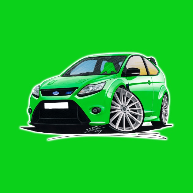 Ford Focus (Mk2) RS Green Caricature Car Art by y30man5