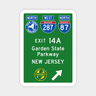 New York Thruway Northbound Exit 14A: Garden State Parkway New Jersey Magnet