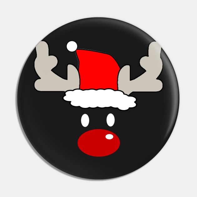 Santa Rudolph the Red Nose Reindeer (Dark) Pin by Moon Coffee