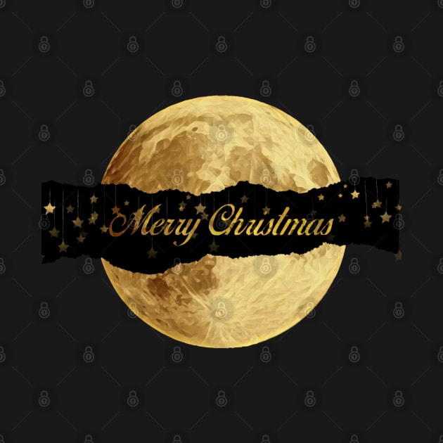 Marry Christmas elegant gold and black Christmas stars moon by AGRHouse