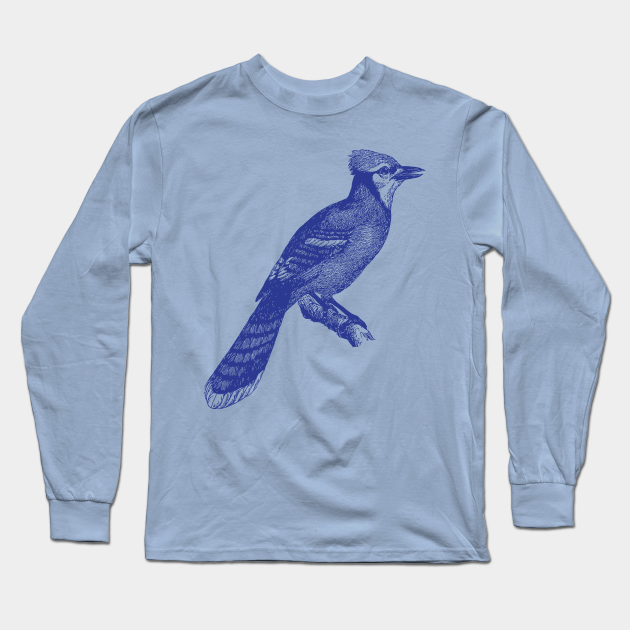 Printful SkeetDesigns | GnomeDriven | Men's Long Sleeve T-Shirt | Blue Jay Rider | Disc Golf Apparel Black Heather / XS