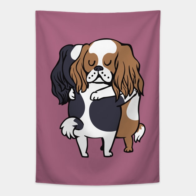 Cavalier King Charles Spaniel hugs Tapestry by huebucket