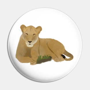 Watercolor Sitting Lioness Pin