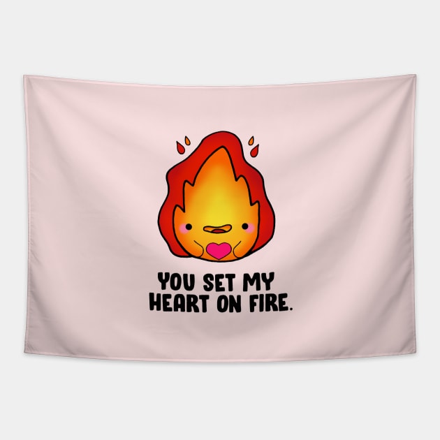 You Set My Heart On Fire Tapestry by staceyromanart