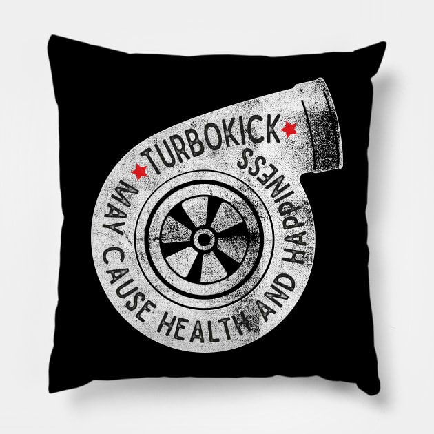 Turbokick Warning Pillow by cowyark rubbark