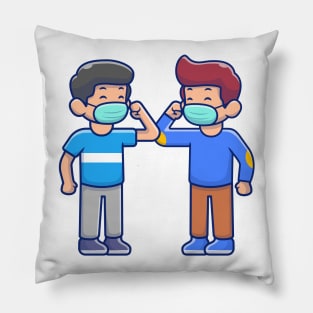 Elbow Bump greeting people cartoon Pillow