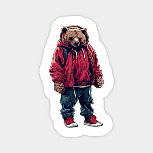 Bear wearing hip hop style Magnet