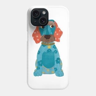 Dottie the Appliqué Dachshund Sausage Dog Puppy with florals and stars Phone Case