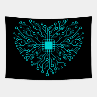 Computer Core Processor CPU  Heart BLUE Tapestry
