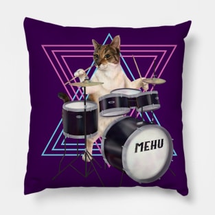 Cat playing the drums Pillow