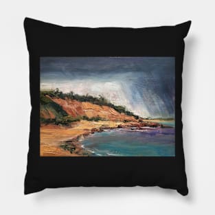 Rain Over the Bluff ~ oil painting Pillow