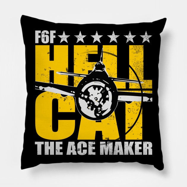 F6F Hellcat - The Ace Maker (distressed) Pillow by TCP