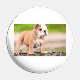 English Bulldog Digital Painting Pin