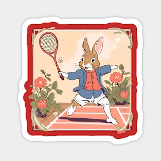 Funny Tennis Player of Rabbit Bunny in the Tennis Game Lover Magnet