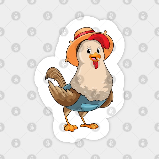 Chicken as Farmer with Hat Magnet by Markus Schnabel