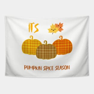 ITS Pumpkin Spice Season Autumn Plaid Pumpkins Tapestry