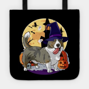 Cardigan Welsh Corgi Halloween Pumpkin Witch Tote