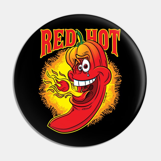 Flaming Red Hot Spicy Chili Pepper Pin by eShirtLabs