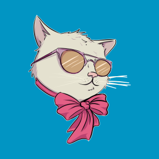 Lady cat with sunglasses and cute ribbon T-Shirt