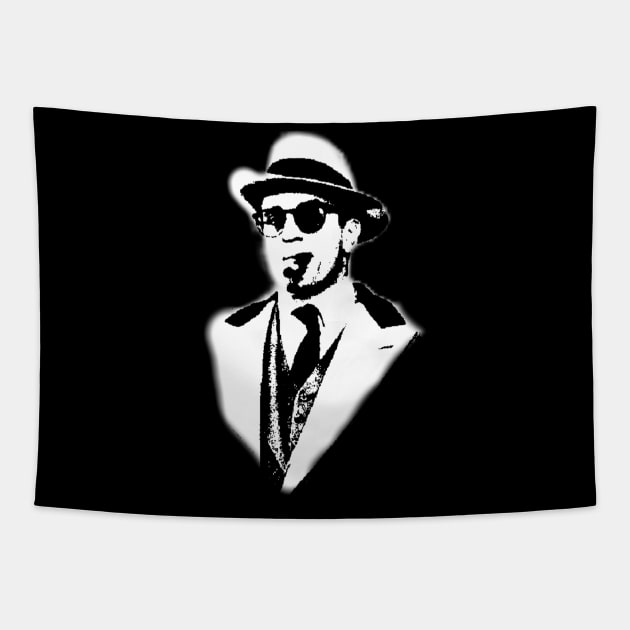 Robert De Niro smoking Al Capone mafia gangster movie Untouchables painting black and white Tapestry by xsdni999