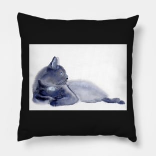 "The Queen has arrived" expressive Cat Watercolor Painting Pillow