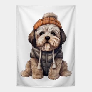 Winter Lhasa Apso Dog Tapestry