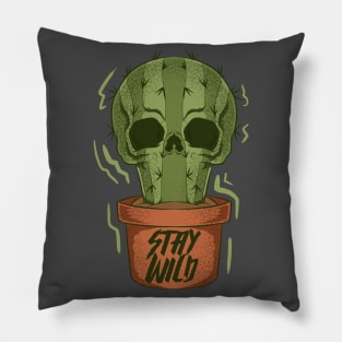 cactus skull stay wild Pillow