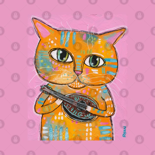 Cat With A Ukulele by KilkennyCat Art