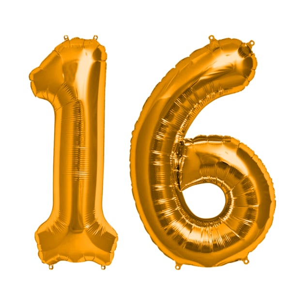 Bright Orange 16th Birthday Metallic Helium Balloons Numbers by podartist