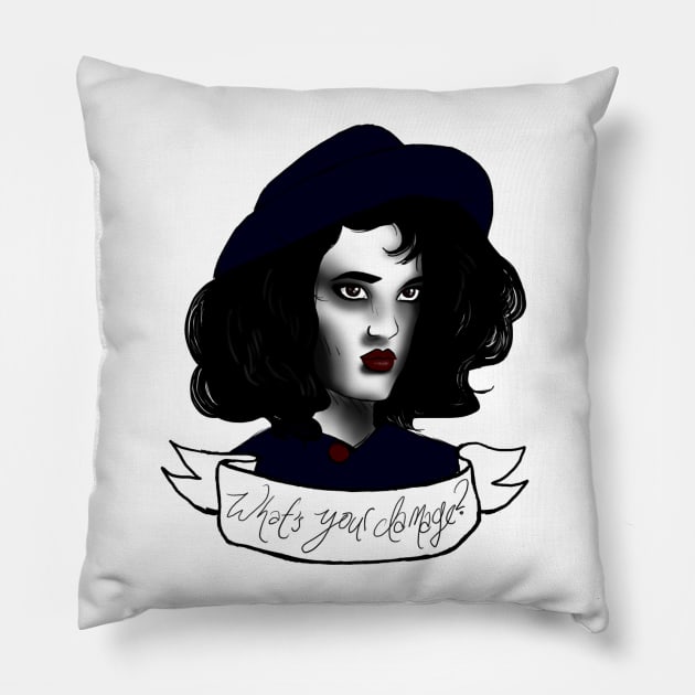 What's Your Damage? Pillow by Cat Eyed Kids