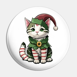 Christmas Candy Cane Cat Pin