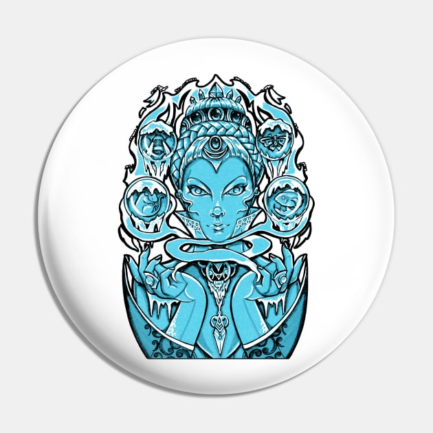 The Snow Queen - Black Outlined Version Pin by Nat Ewert Art