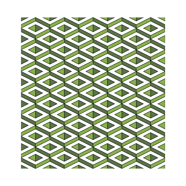 3D geometric pattern in greenery and kale colours by DavidASmith