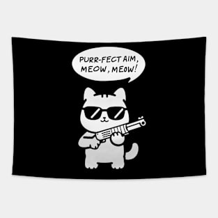 Cat Themed Clay Pigeon Shooting funny gift Tapestry