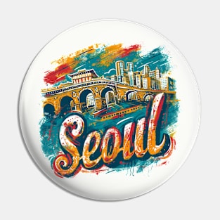 Seoul Retro South Korea t-shirt Pin