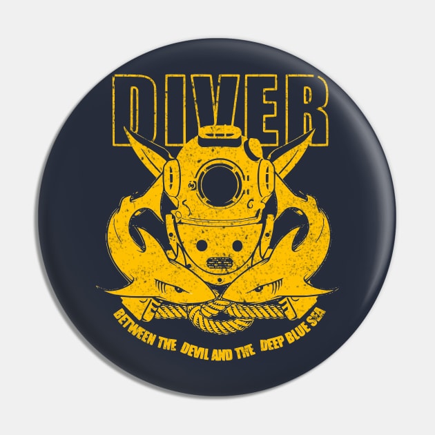 Blue & Gold Diver Pin by TCP