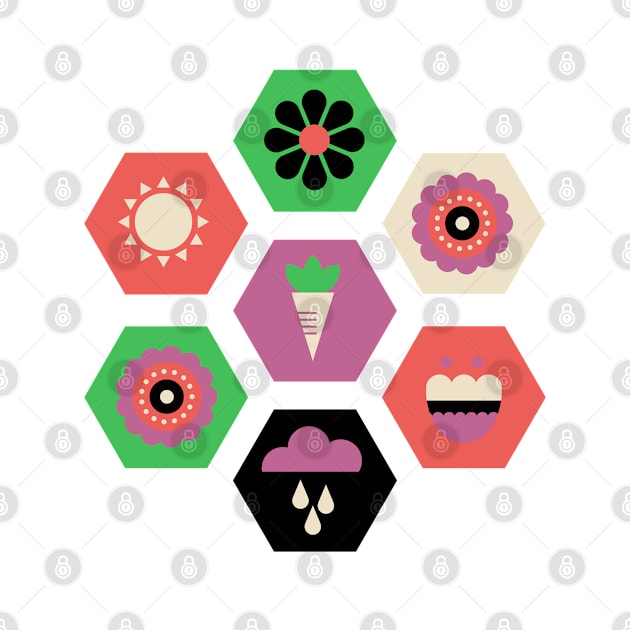 Bloom Garden - Hexagon Tile by latheandquill