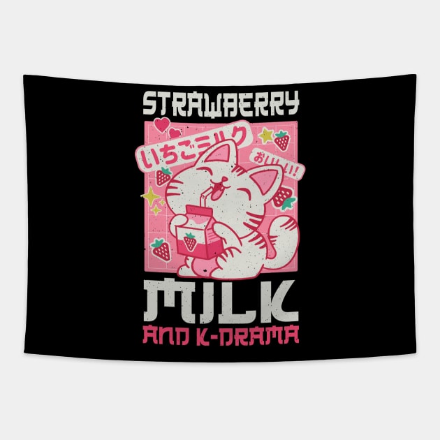 Strawberry Milk And K-Drama Japan Japanese Anime Tapestry by CrissWild