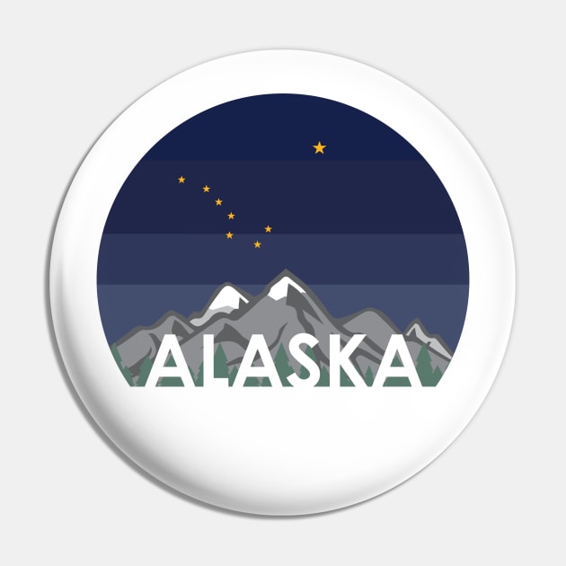 Alaska Cruise with Mountains and Alaska State Flag at Night Pin by KevinWillms1