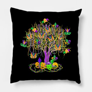 Mardi Gras Tree Beads New  2024 Watercolor Pillow