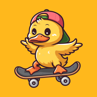 Duckling Ridding Skateboard T-Shirt