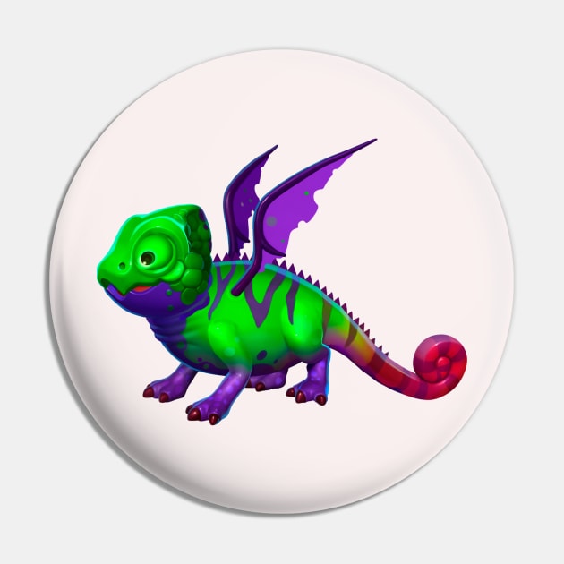 Funny Chameleon Pin by Happy Art Designs